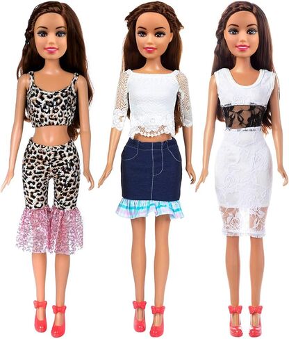 طقم ملابس الدمية للبنات من ZITA ELEMENT 3 مجموعات أنيقة 28 بوصة - ملابس كاجوال عالية الجودة مصنوعة يدويًا مجموعة ملابس الحفلات in Kuwait