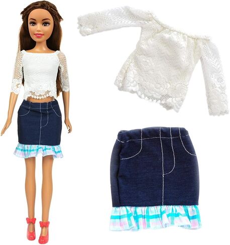 طقم ملابس الدمية للبنات من ZITA ELEMENT 3 مجموعات أنيقة 28 بوصة - ملابس كاجوال عالية الجودة مصنوعة يدويًا مجموعة ملابس الحفلات in Kuwait