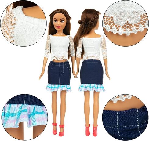 طقم ملابس الدمية للبنات من ZITA ELEMENT 3 مجموعات أنيقة 28 بوصة - ملابس كاجوال عالية الجودة مصنوعة يدويًا مجموعة ملابس الحفلات in Kuwait