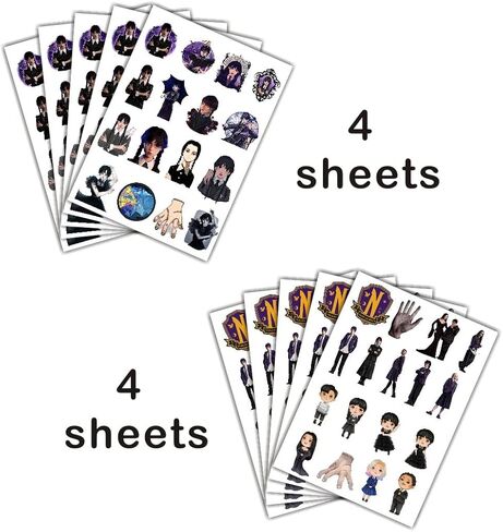 8 Sheets Wednesday Addams Temporary Tattoos for Kids, Movie Themed Birthday Party Supplies Party Favors for Kids Party Decorations in Kuwait