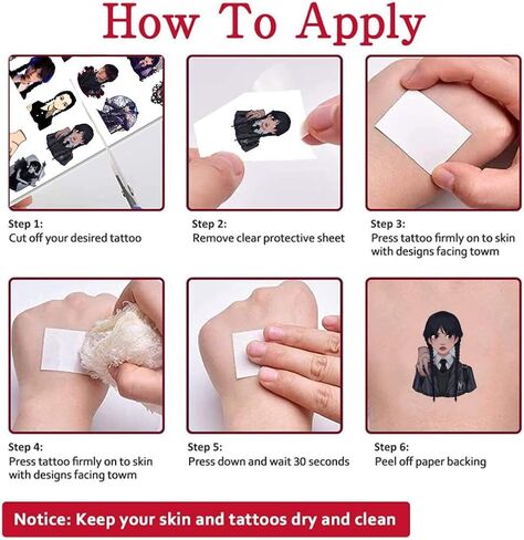 8 Sheets Wednesday Addams Temporary Tattoos for Kids, Movie Themed Birthday Party Supplies Party Favors for Kids Party Decorations in Kuwait