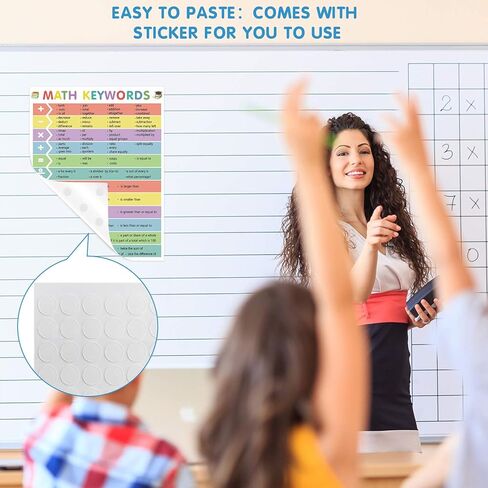 عبوتان من ملصقات الكلمات الرئيسية للرياضيات، ملصقات تعليمية كبيرة للرياضيات مقاس 14 × 11 بوصة للفصل الدراسي والابتدائي والمنزل، ملصق مفردات الرياضيات للأطفال، سهل اللصق - نقاط صمغ مجانية in Kuwait