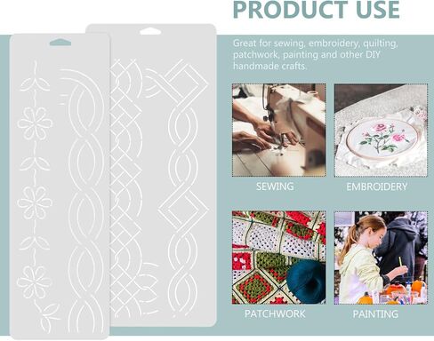 Clothing Quilting Template 2Pcs Quilting Template Plastic Sewing Patchwork Quilt Template Square Reusable Flower Line Creations Stencil DIY Craft Sewing Supply Tool 46cm in Saudi Arabia