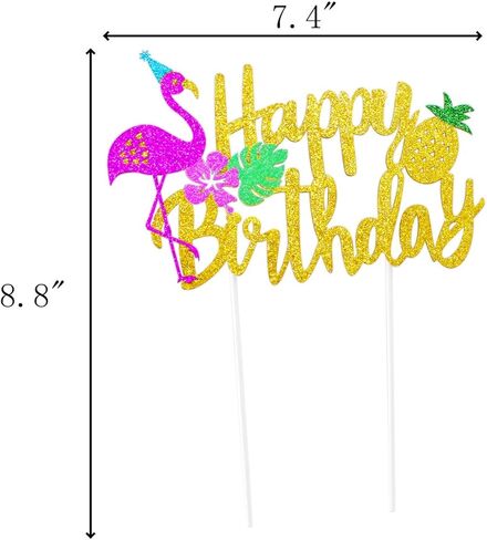 كعكة عيد ميلاد لامعة فلامنغو سعيد عيد ميلاد الأناناس كيك بيك عيد ميلاد ديكور لمستلزمات حفلات لواو تروبيكال تيكي in Kuwait