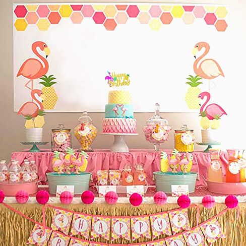 كعكة عيد ميلاد لامعة فلامنغو سعيد عيد ميلاد الأناناس كيك بيك عيد ميلاد ديكور لمستلزمات حفلات لواو تروبيكال تيكي in Kuwait