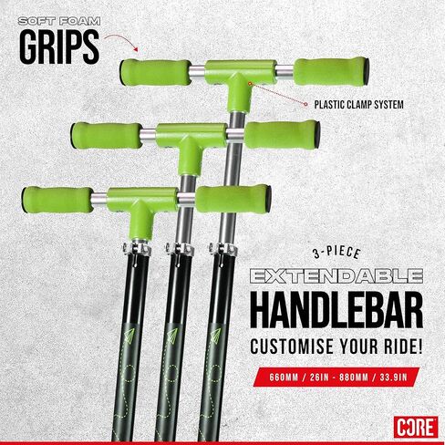 Scooter for Kids Ages 6-12 - CORE Foldy Kids Scooter, Kick Scooter, 2 Wheel Light-Up LED, Easy Folding Scooter, 3 Adjustable Height Handlebar, Pro Deck, Boys Scooter & Girls Scooter, 4 Colors in Kuwait