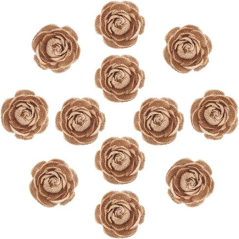 DECORA 12 Pieces Handmade Burlap Rose Flowers for Wedding Decoration DIY Craft Making in Kuwait