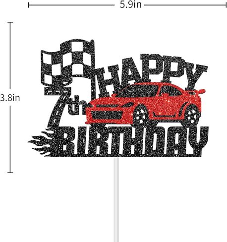 هلاواوا زينة كعكة عيد الميلاد السابع بتصميم سيارة سباق - زينة كعكة عيد الميلاد بطابع سيارة للاولاد والبنات بعمر 7 سنوات - لوازم تزيين حفلات اعياد ميلاد الاطفال in Kuwait