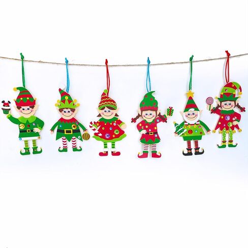 Winlyn 24 Sets Christmas Craft Kits Winter Crafts DIY Santa's Helper Elf Ornaments Decorations Arts Sets Elf Christmas Foam Stickers for Kids Holiday Festive Home Classroom Activities Party Favors in Saudi Arabia