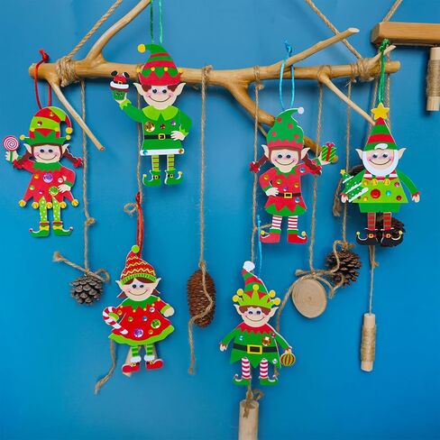 Winlyn 24 Sets Christmas Craft Kits Winter Crafts DIY Santa's Helper Elf Ornaments Decorations Arts Sets Elf Christmas Foam Stickers for Kids Holiday Festive Home Classroom Activities Party Favors in Saudi Arabia