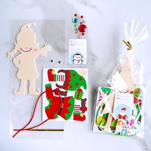 Winlyn 24 Sets Christmas Craft Kits Winter Crafts DIY Santa's Helper Elf Ornaments Decorations Arts Sets Elf Christmas Foam Stickers for Kids Holiday Festive Home Classroom Activities Party Favors in Saudi Arabia