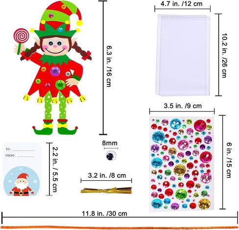 Winlyn 24 Sets Christmas Craft Kits Winter Crafts DIY Santa's Helper Elf Ornaments Decorations Arts Sets Elf Christmas Foam Stickers for Kids Holiday Festive Home Classroom Activities Party Favors in Saudi Arabia