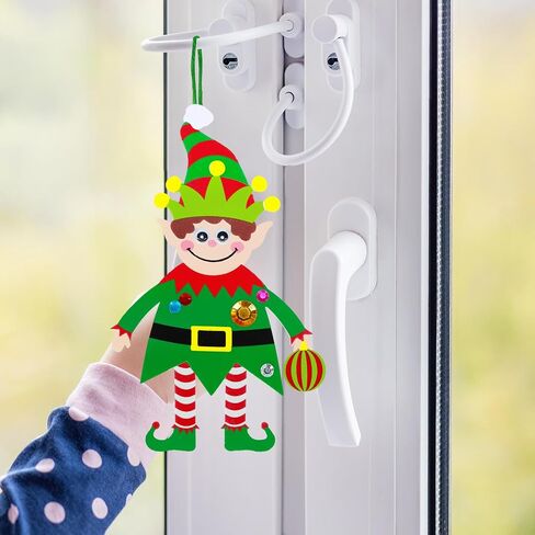 Winlyn 24 Sets Christmas Craft Kits Winter Crafts DIY Santa's Helper Elf Ornaments Decorations Arts Sets Elf Christmas Foam Stickers for Kids Holiday Festive Home Classroom Activities Party Favors in Saudi Arabia