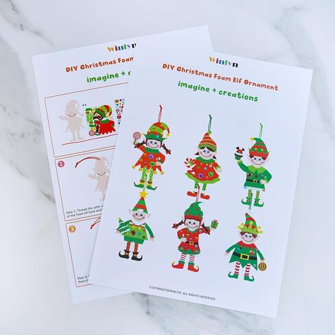 Winlyn 24 Sets Christmas Craft Kits Winter Crafts DIY Santa's Helper Elf Ornaments Decorations Arts Sets Elf Christmas Foam Stickers for Kids Holiday Festive Home Classroom Activities Party Favors in Saudi Arabia