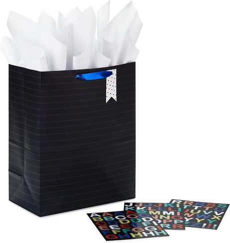 Hallmark 13" Large Personalized Gift Bag with Tissue Paper (Black Letterboard with Letter Stickers) for Back to School, Birthdays, Graduations, Holidays, Baby Showers in Saudi Arabia