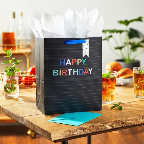 Hallmark 13" Large Personalized Gift Bag with Tissue Paper (Black Letterboard with Letter Stickers) for Back to School, Birthdays, Graduations, Holidays, Baby Showers in Saudi Arabia