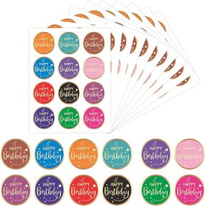 jijAcraft 120PCS Happy Birthday Stickers - 2" Round Gold Foil Birthday Stickers for Kids and Adults - Waterproof Personalized Sticker for Birthday Party Favor, Card Seals Labels, Gift Wrapping