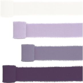 4 لفات من شريط الشيفون الهامش المصنوع يدويًا من شريط الشيفون المتوتر مثل الحرير بحواف متوترة مقاس 2 بوصة × 5 ياردات لباقات تغليف الديكور ودعوات الزفاف والحرف اليدوية (مرج الجنية) in Kuwait