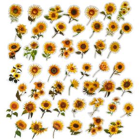 100Pcs Small Sunflower Stickers Transparent for Scrapbooking Water Bottle Laptop Junk Journal Collage Card Making Phone Case Envelope Planner DIY Crafts, 50 Designs in Saudi Arabia