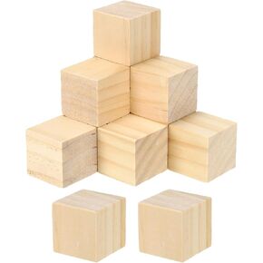 PATIKIL 1.2 Inch Unfinished Wooden Blocks, 30 Pack Natural Wood Cube Square Wood Blocks for DIY Craft Art Project Making in Kuwait