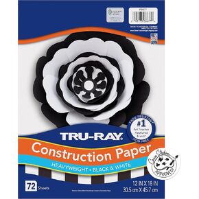 Tru-Ray Premium Construction Paper, Black & White, 12" x 18", 72 Sheets