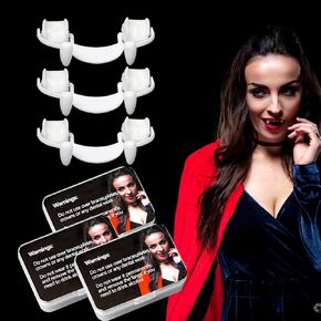 وونصنز 3 قطع من انياب مصاصي الدماء القابلة للسحب للهالوين، لا تخدش اللثة، اسنان مصاصي الدماء المرعبة، اسنان وهمية تنكرية، اسنان مصاص دماء مزيفة، دعامات قابلة للسحب، اسنان مصاص دماء مرعبة in Kuwait