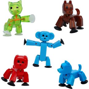 Zing Stikbot Pets 5 Pack, Set of 5 Stikbot Collectable Action Figures, Includes 1 Bulldog, 1 Monkey, 1 Cat and 2 Dogs, Create Stop Motion Animation in Saudi Arabia