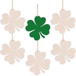 20pcs Shamrock Wood DIY Crafts Cutouts Wooden St. Patrick's Day Hanging Ornaments with Hole Hemp Ropes Gift Tags for Irish Festival St. Patrick's Day Party Decorations in Kuwait