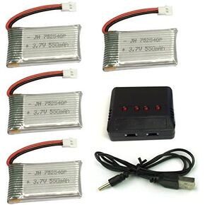 Cheerwing 4pcs 3.7V 550mAh Lipo Battery and 4-in-1 Charger for Syma X5 X5C X5C-1 RC Drone Parts in Kuwait