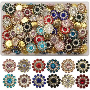 INSPIRELLE 120pcs Sunflower Crystal Glass Sew on Gold Claw Flower Rhinestone for Decoration Crafts Clothes Wedding Dresses 14mm