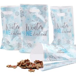 اكياس هدايا شتوية - 100 قطعة من اكياس البلاستيك (لون ازرق شتوي) in Kuwait