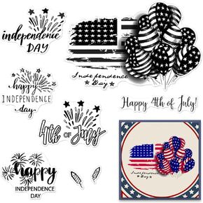 4th of July Independence Day Clear Stamps for Card Making and Journaling, America Flag Silicone Stamps Balloon Firework Rubber Stamps for Scrapbooking DIY Cards Album Crafts Supplies in Kuwait