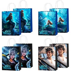 16Pcs Black Little Mermaid 2023 Party Favor Gift Bags, Ariel Birthday Party Supplies with 4 Styles The Little Mermaid 2023 Theme Party Bags with Handles for Boys and Girls Birthday Party Decorations in Kuwait
