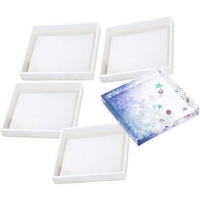 4 Pack DIY Silicone Coaster Molds, KeyZone Square Epoxy Casting Molds for Resin, Concrete, Cement, Home Decoration in Saudi Arabia