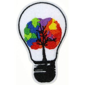 JPT - Light Bulb Lamb Think Idea Brain Tree Cute Cartoon Cool Embroidered Applique Iron/Sew on Patches Badge Cute Logo Patch on Vest Jacket Shirt Hat Jean Clothing Bag in Kuwait