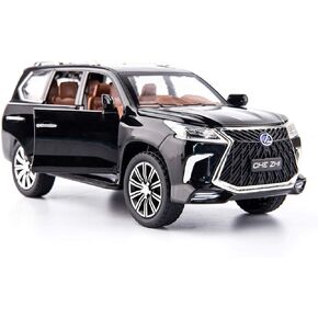 BDTCTK 1/24 Lexus 570 للطرق الوعرة في سيارة الدفع الرباعي الفاخرة، سيارة لعبة كبيرة قابلة للسحب من سبائك الزنك مع صوت وضوء للأطفال الأولاد والبنات هدية (أسود)
