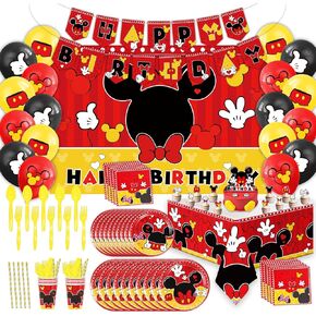 Mouse Birthday Party Supplies, 116 Pcs Mouse Party Decorations Include Banners, Plates, Tablecloth, Cup, Forks, Spoons,Straws, Cake Topper(10 Guests) in Saudi Arabia