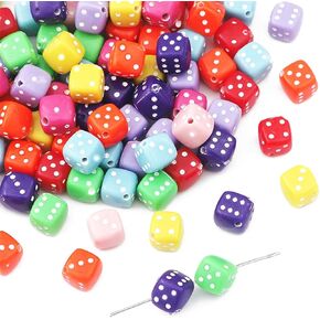 500PCS Colorful Dice Beads 8.5mm Dice Charming Beads 6 Sided Game Dices for Women Necklace Earring Bracelet Making Supplies