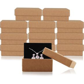 Rocutus Jewelry Gift Boxes Necklace Earring Ring Box Gift Box,12 Pieces Black Square Cardboard Cotton Filled Cardboard Paper Jewelry Box Gift Case (2.75x2.75x1 Inches) (Kraft) in Kuwait