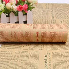 Featuman Black Cowhide Wrapping Paper, 19.6×27.5 Inch Retro English Newspaper Floral Wrapping Paper Bouquets Florist Supplies for Birthdays, Weddings, Graduation, DIY Craft Gift Packaging 20 Sheets