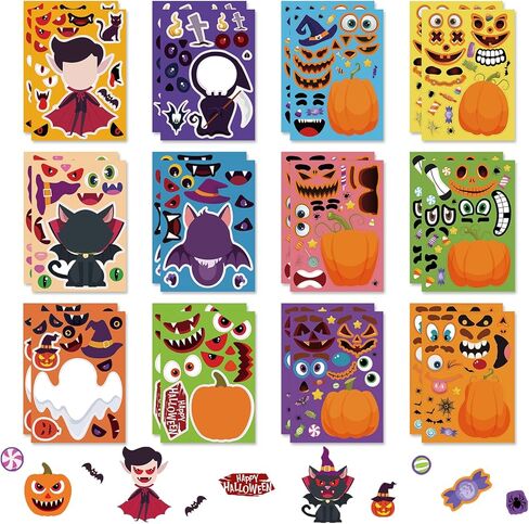 22 Sheets Christmas Make Your Own Characters Mix and Match Sticker Sheets - Xmas Make-a-face Paper Stickers for Kids Toddlers in Kuwait