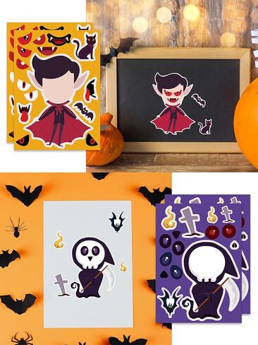 22 Sheets Christmas Make Your Own Characters Mix and Match Sticker Sheets - Xmas Make-a-face Paper Stickers for Kids Toddlers in Kuwait