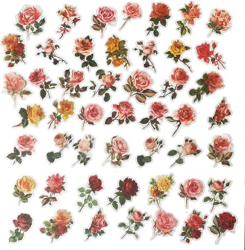 160 Pcs Transparent Flower Stickers for Scrapbooking Junk Journal Diary Planner Bujo Notebook Collage Water Bottle Phone Case Envelope DIY Craft Decoration, 80 Patterns in Saudi Arabia