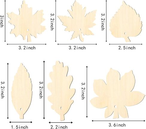 60 Pieces Unfinished Wooden Maple Fall Leaves Craft Blank Leaf Shape Cutout Thanksgiving Ornament for Thanksgiving Fall Party DIY Decoration in Saudi Arabia