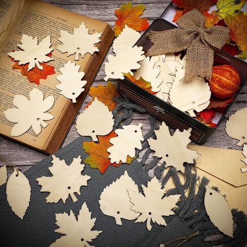 60 Pieces Unfinished Wooden Maple Fall Leaves Craft Blank Leaf Shape Cutout Thanksgiving Ornament for Thanksgiving Fall Party DIY Decoration in Saudi Arabia