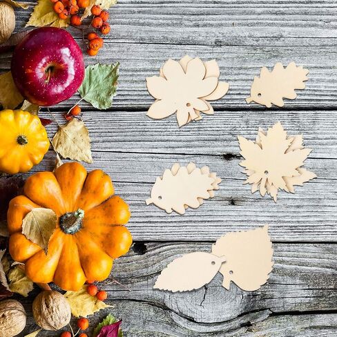 60 Pieces Unfinished Wooden Maple Fall Leaves Craft Blank Leaf Shape Cutout Thanksgiving Ornament for Thanksgiving Fall Party DIY Decoration in Saudi Arabia