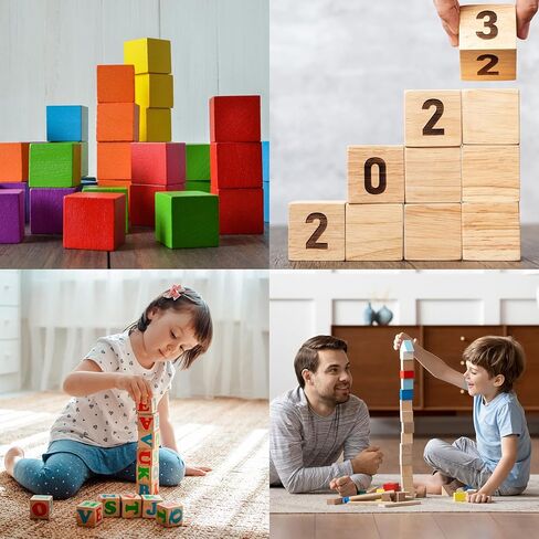 PATIKIL 1.2 Inch Unfinished Wooden Blocks, 30 Pack Natural Wood Cube Square Wood Blocks for DIY Craft Art Project Making in Saudi Arabia