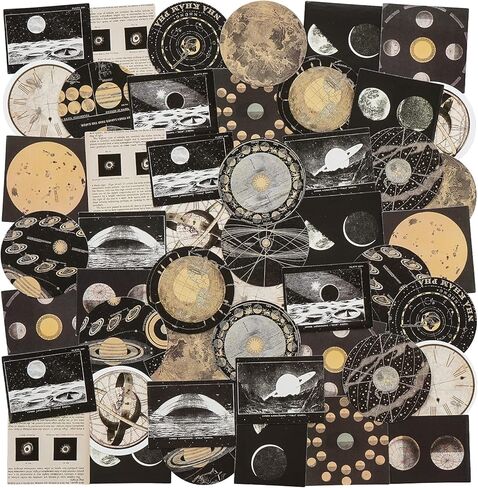 مجموعة ملصقات سماوية لعلم الفلك على الطراز العتيق (92 قطعة)، ملصقات مخططة لعلم التنجيم على شكل كوكب القمر والفضاء لسجلات القصاصات غير المرغوب فيها، لوازم المجلات الرصاصة، ألبوم الحرف اليدوية، حافظات الهاتف، أجهزة الكمبيوتر المحمولة، التقويمات، دفتر الملاح in Kuwait