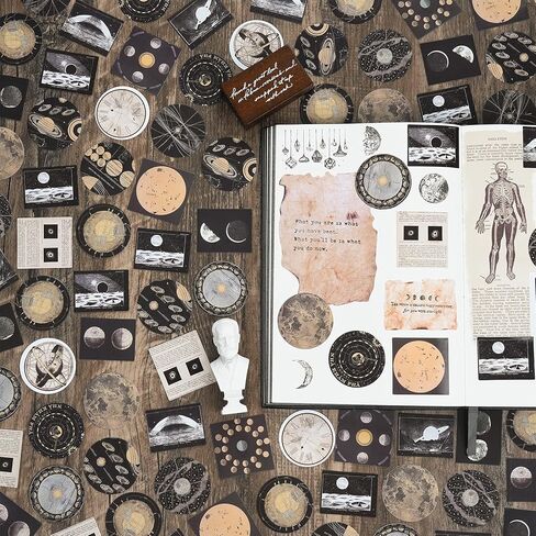 مجموعة ملصقات سماوية لعلم الفلك على الطراز العتيق (92 قطعة)، ملصقات مخططة لعلم التنجيم على شكل كوكب القمر والفضاء لسجلات القصاصات غير المرغوب فيها، لوازم المجلات الرصاصة، ألبوم الحرف اليدوية، حافظات الهاتف، أجهزة الكمبيوتر المحمولة، التقويمات، دفتر الملاح in Kuwait