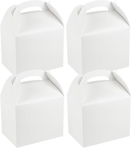 Bio Tek 10 x 7 x 8 Inch Gable Boxes For Party Favors, 25 Durable Barn Boxes - With Built-In Handle, Greaseproof, White Paper Barn Boxes, For Special Events Or Parties - Restaurantware in Saudi Arabia